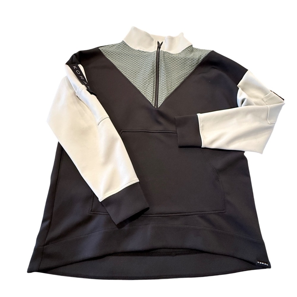 Koral by Ilana Kugel Women Small Colorblock Quarter Zip Mesh Pullover Black